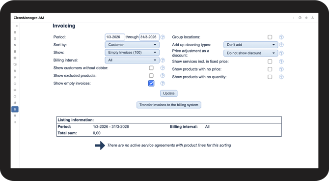 Show empty invoices 5
